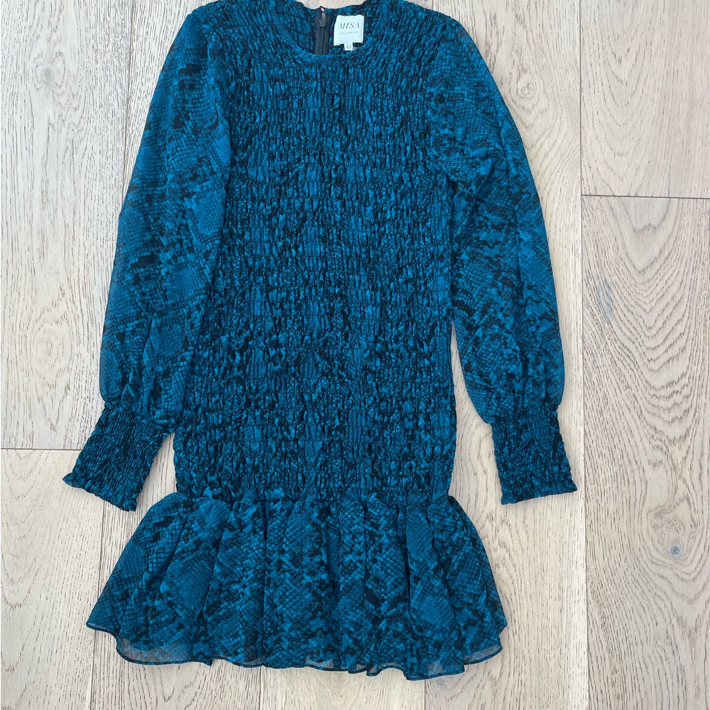 Misa Los Angeles Women's Blue and Black Mini Dress Size XS